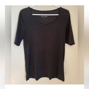 EVERLANE Black Scoop Neck Cotton T Shirt Size Medium